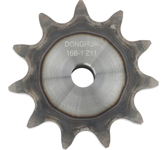 Звездочка со ступицей под расточку DONGHUA 16B-1 Z-11 с калеными зубьями для цепи с шагом 25,4мм (16В-1) 16B-1BH11 0774 1