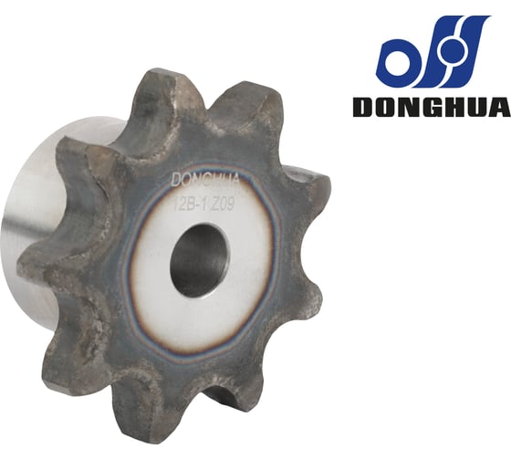 Звездочка со ступицей под расточку DONGHUA 12B-1 Z-9 с калеными зубьями для цепи с шагом 19,05мм (ПР-19,05-60 / 12В-1 / 12А-1) 12B-1BH9 0765 1