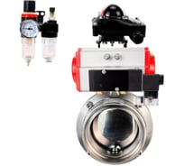 Затвор DN.ru 304-304-EPDM Ду100 Ру10 резьбовой,пищ.нерж.сталь,пн.привод,пн.распр,БКВ,БПВ D050-79256