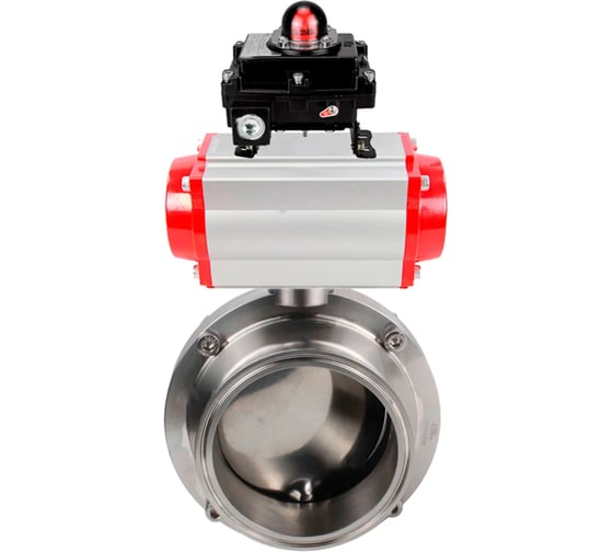 Затвор DN.ru clamp, 304-304-EPDM-2W-C-H Ду100 Ру10, пищевая, нержавеющая сталь, пневмопривод, БКВ D050-74228 1