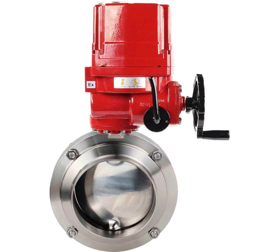 Затвор DN.ru дисковый 304-304-EPDM-2W-W-H Ду50 Ру10 пищевая нержавеющая сталь, электропривод взрыв. 380В D050-73505 1