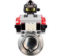 Затвор DN.ru дисковый 304-304-EPDM Ду65 Ру10 пищевая нержавеющая сталь, пневмопривод, пневмораспределитель, БКВ D050-74109