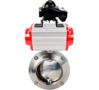 Затвор DN.ru дисковый 304-304-EPDM-2W-W-H Ду20 Ру10 пищевая нержавеющая сталь, пневмопривод, БКВ D050-77227