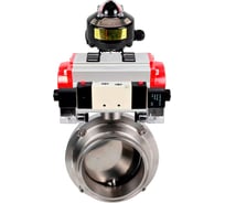 Затвор DN.ru clamp 304-304-EPDM-2W-C-H Ду100 Ру10 пищевая нержавеющая сталь, пневмопривод, пневмораспределитель, БКВ D050-74120