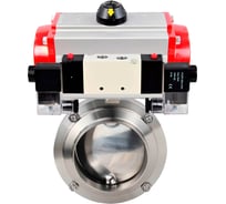 Затвор DN.ru дисковый 304-304-EPDM-2W-W-H Ду20 Ру10 пищевая нержавеющая сталь, пневмопривод, пневмораспределитель D050-76957