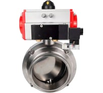 Затвор DN.ru clamp 304-304-EPDM-2W-C-H Ду100 Ру10 пищевая нержавеющая сталь, пневмопривод, пневмораспределитель D050-76658