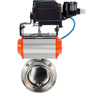 Затвор DN.ru дисковый 304-304-EPDM-2W-T-H Ду100 Ру10 пищевая нержавеющая сталь, пневмопривод, позиционер D050-77189