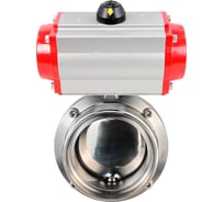Затвор DN.ru дисковый 304-304-EPDM-2W-T-H Ду100 Ру10 резьбовой, пищевая нержавеющая сталь, пневмопривод D050-77798