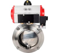 Затвор DN.ru дисковый 304-304-EPDM-2W-W-H Ду100 Ру10 пищевая нержавеющая сталь, пневмопривод, пневмораспределитель D050-76748