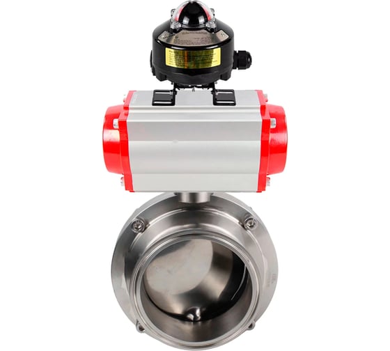 Затвор DN.ru clamp 304-304-Sil-2W-C-H Ду100 Ру10 пищевая нерж.сталь, пневмопривод, БКВ D050-73715 1