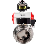 Затвор DN.ru clamp 304-304-EPDM Ду100 Ру10 пищевая нержавеющая сталь, пневмопривод, пневмораспределитель, БКВ D050-78563