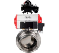 Затвор DN.ru clamp 304-304-EPDM Ду100 Ру10 пищевая нержавеющая сталь, пневмопривод, пневмораспределитель, БКВ D050-78239