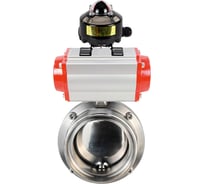 Затвор DN.ru дисковый 304-304-EPDM-2W-T-H Ду100 Ру10 пищевая нержавеющая сталь, пневмопривод, БКВ D050-73679