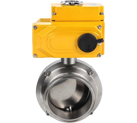 Затвор DN.ru clamp 304-304-Sil-2W-C-H Ду100 Ру10 пищевая нержавеющая сталь, электропривод 220В (4-20мА) D050-73499 1