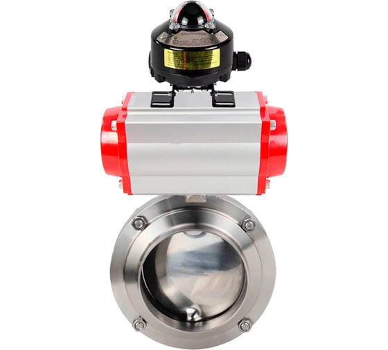 Затвор DN.ru дисковый 304-304-Sil Ду20 Ру10 под приварку, пищевая нержавеющая сталь, пневмопривод, БКВ D050-78457 1