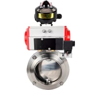 Затвор DN.ru 304-304-Sil Ду20 Ру10 под приварку, пищевая нержавеющая сталь, пневмопривод, пневмораспределитель, БКВ D050-78511