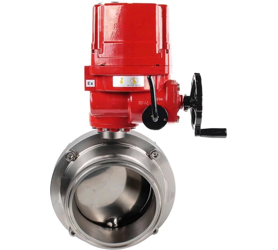 Затвор DN.ru clamp 304-304-EPDM-2W-C-H Ду100 Ру10 пищевая нержавеющая сталь, электропривод взрыв. 380В D050-73526 1