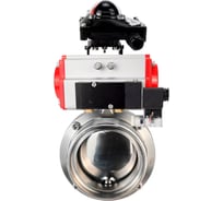 Затвор DN.ru дисковый 304-304-EPDM Ду65 Ру10 пищевая нержавеющая сталь, пневмопривод, пневмораспределитель, БКВ D050-77403