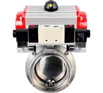 Затвор DN.ru дисковый 304-304-Sil-2W-T-H Ду65 Ру10 пищевая нержавеющая сталь, пневмопривод, пневмораспределитель D050-76944
