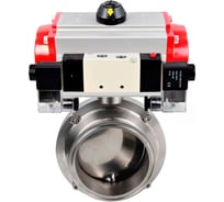 Затвор DN.ru clamp 304-304-EPDM-2W-C-H Ду100 Ру10 пищевая нержавеющая сталь, пневмопривод, пневмораспределитель D050-76928