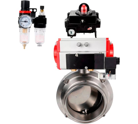 Затвор DN.ru clamp 304-304-Sil Ду100 Ру10 пищ.нерж.сталь, пн.привод, пн.распр, БКВ, БПВ D050-76196 1