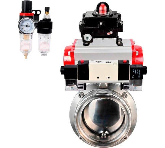 Затвор DN.ru дисковый 304-304-Sil Ду20 Ру10 пищ.нерж.сталь, пн.привод, пн.распр, БКВ, БПВ D050-76342 1