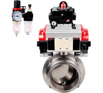 Затвор DN.ru clamp 304-304-EPDM Ду100 Ру10 пищ.нерж.сталь, пн.привод, пн.распр, БКВ, БПВ D050-79805