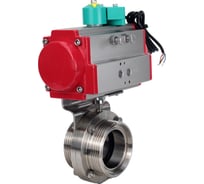 Затвор дисковый DN.ru 304-304-Sil-2W-T-H Ду65 Ру10 резьбовой, пищевая нержавеющая сталь 304, пневмопривод DA-052, магнитный переключатель МППП-200 D050-86467