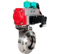 Затвор дисковый DN.ru 304-304-EPDM-2W-T-H Ду20 Ру10 резьбовой, пищевая нержавеющая сталь 304, пневмопривод DA-052, пневмораспределитель 24VDC, магнитный переключатель МП D050-86300