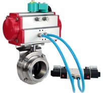 Затвор дисковый DN.ru 304-304-EPDM-2W-C-H Ду15 Ру10 кламповый, пищевая нерж. сталь, пневмопривод SA-065, пневмораспр. (2EM) 220VAC, МППП-200 D050-89932