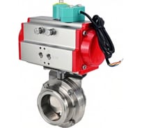 Затвор дисковый DN.ru кламповый 304-304-Sil-2W-C-H Ду15 Ру10 пищевая нержавеющая сталь 304, пневмопривод DA-052, магнитный переключатель МППП-200 D050-86416