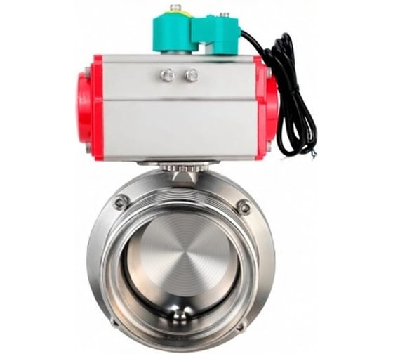 Затвор дисковый DN.ru 304-304-EPDM-2W-T-H Ду15 Ру10 резьбовой, пищевая нерж. сталь, пневмопривод SA-065, МППП-200 D050-90058 1