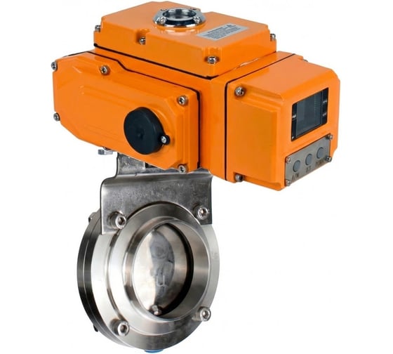 Затвор дисковый DN.ru 304-304-Sil-2W-C-H Ду100 Ру10 кламповый, пищевая нерж. сталь, эл.привод QT-005-220В (4-20мА) HARK D050-89859