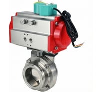 Затвор дисковый DN.ru кламповый 304-304-EPDM-2W-C-H Ду32 Ру10 пищевая нержавеющая сталь 304, пневмопривод DA-052, магнитный переключатель МППП-200 D050-86284