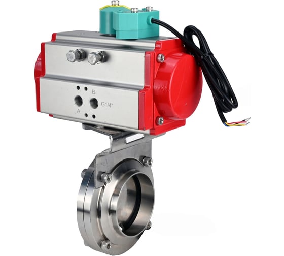 Затвор дисковый DN.ru 304-304-Sil-2W-W-H Ду32 Ру10 под приварку, пищевая нерж. сталь, пневмопривод SA-065, МППП-200 D050-89251