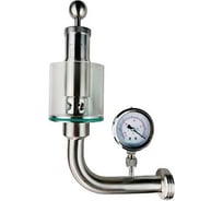 Шпунт-аппарат с манометром TITAN LOCK (левый), до 2,2 бар, резьба, DN25 нерж. 304 TL25TGMLPG-THR