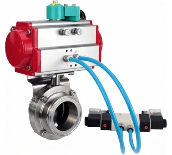 Затвор дисковый DN.ru 304-304-Sil-2W-C-H Ду15 Ру10 кламповый, пищевая нерж. сталь, пневмопривод SA-065, пневмораспр. (2EM) 220VAC, МППП-200 D050-89815