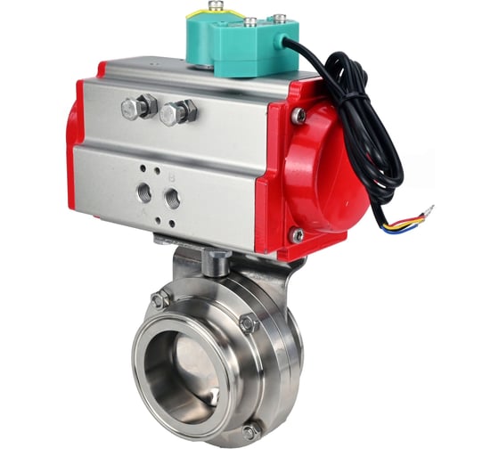 Затвор дисковый DN.ru 304-304-Sil-2W-C-H Ду100 Ру10 кламповый, пищевая нерж. сталь, пневмопривод SA-083, МППП-200 D050-89832