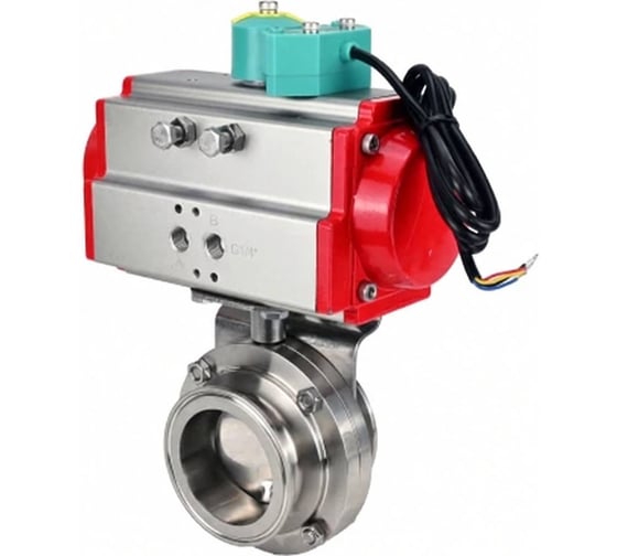 Затвор дисковый DN.ru кламповый 304-304-EPDM-2W-C-H Ду15 Ру10 пищевая нержавеющая сталь 304, пневмопривод DA-052, магнитный переключатель МППП-200 D050-86281