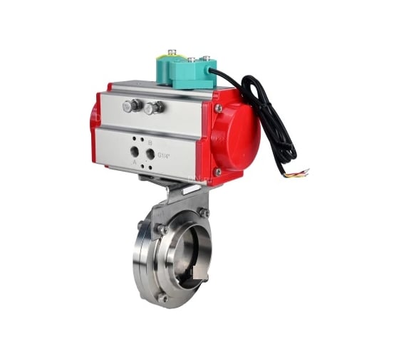 Затвор дисковый DN.ru 304-304-EPDM-2W- W-H Ду15 Ру10 под приварку, пищевая нерж.сталь, пневмопривод SA-065, пневмораспр. (2EM) 220VAC, МППП-200 D050-89356