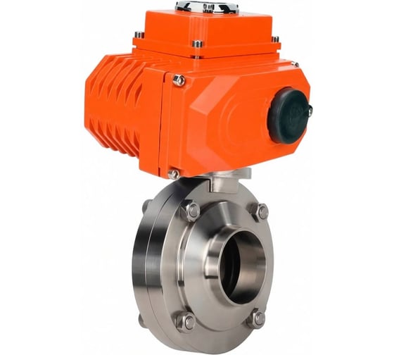 Затвор дисковый DN.ru Ду32 Ру10 304-304-Sil-2W-W-H под приварку, пищевая нерж. сталь, эл.привод QT2-003-24VDC D050-89260