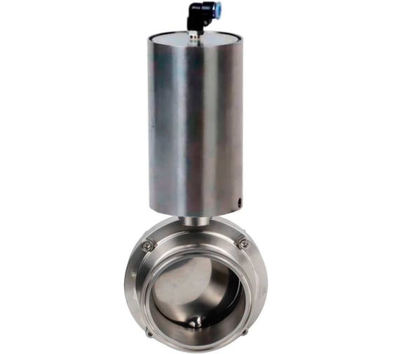 Затвор дисковый поворотный DN.ru Ду150 Ру10 304-304-EPDM-2W-W-H пищевой под приварку, с пн.приводом ПДД-108 двойного действия D050-91728