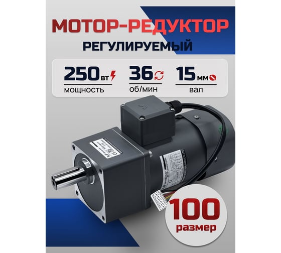 Регулируемый мотор-редуктор WANSHSIN 250 Вт 36 об/мин 220 В 100YT250WGV22H/100GF36H