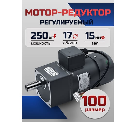 Регулируемый мотор-редуктор WANSHSIN 250 Вт 17 об/мин 220 В 100YT250WGV22H/100GF75H
