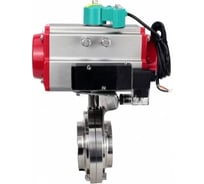 Затвор DN.ru дисковый 304-304-EPDM-2W- W-H Ду32 Ру10 под приварку, пищевая нерж.сталь, пневмопривод SA-065, пневмораспр. 220VAC, МППП-200 D050-89332