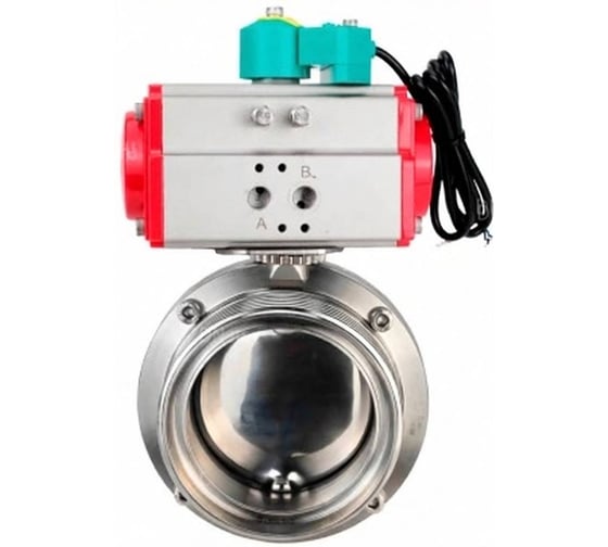 Затвор DN.ru дисковый 304-304-EPDM-2W-T-H Ду32 Ру10 резьбовой, пищевая нерж. сталь, пневмопривод SA-065, МППП-200 D050-90061 1