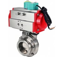 Затвор DN.ru дисковый 304-304-EPDM-2W-C-H Ду32 Ру10 кламповый, пищевая нерж. сталь, пневмопривод SA-065, МППП-200 D050-89944