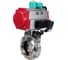 Затвор DN.ru дисковый 304-304-EPDM-2W-W-H Ду32 Ру10 под приварку, пищевая нержавеющая сталь 304, пневмопривод DA-052, пневмораспределитель 220VAC, магнитный переключател D050-86338 1