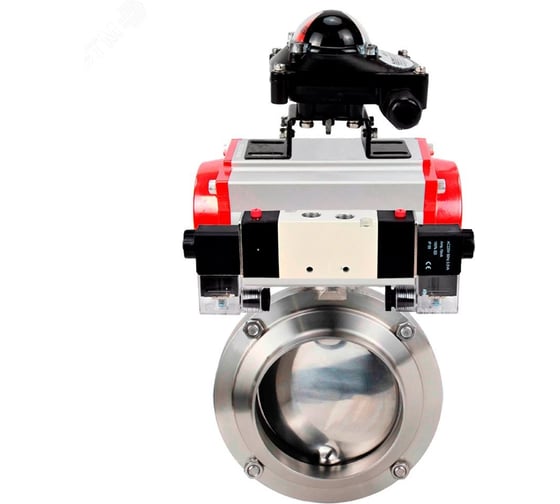Затвор DN.ru 304-304-EPDM-2W-W-H Ду32 Ру10, с пневмоприводом SA-065, пневмораспределитель PND1-T08-220VAC NAMUR, БКВ LSB-210 D050-111642 1