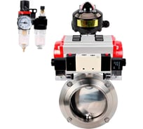 Затвор DN.ru 304-304-EPDM-2W-W-H Ду32 Ру10, с пневмоприводом DA-052, пневмораспределитель PND1-T10-220VAC NAMUR, БКВ LSB-510, БПВ D050-111601